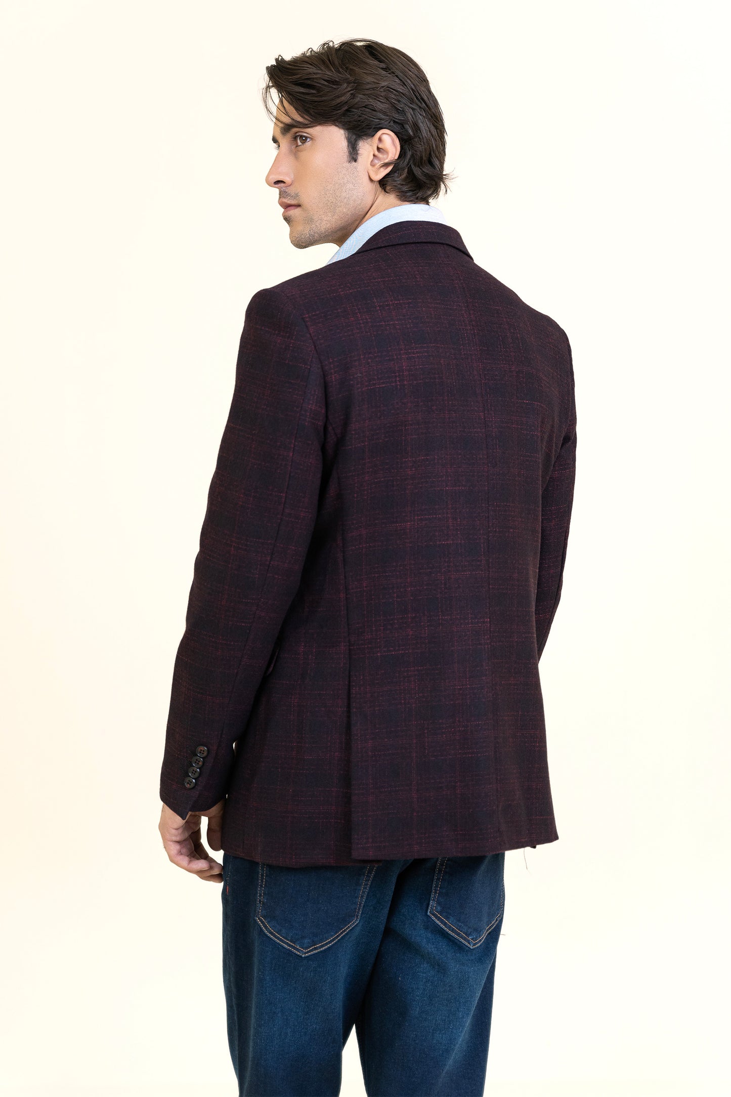 MAROON COLOR TWEED COAT - SELF DESIGN – 9061-14