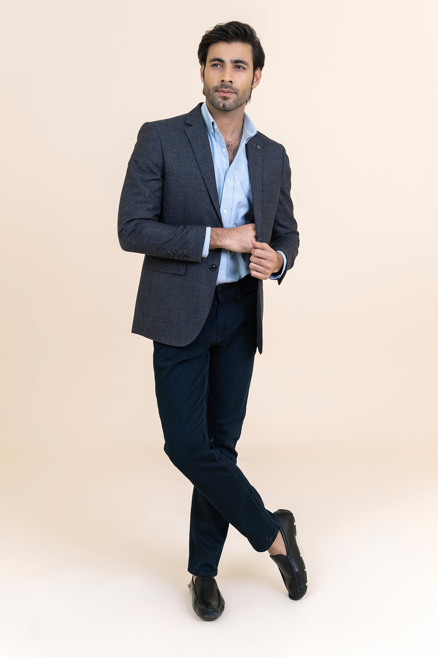 DARK GRAY COLOR TWEED COAT – LIGHT CHECK– 9065-05