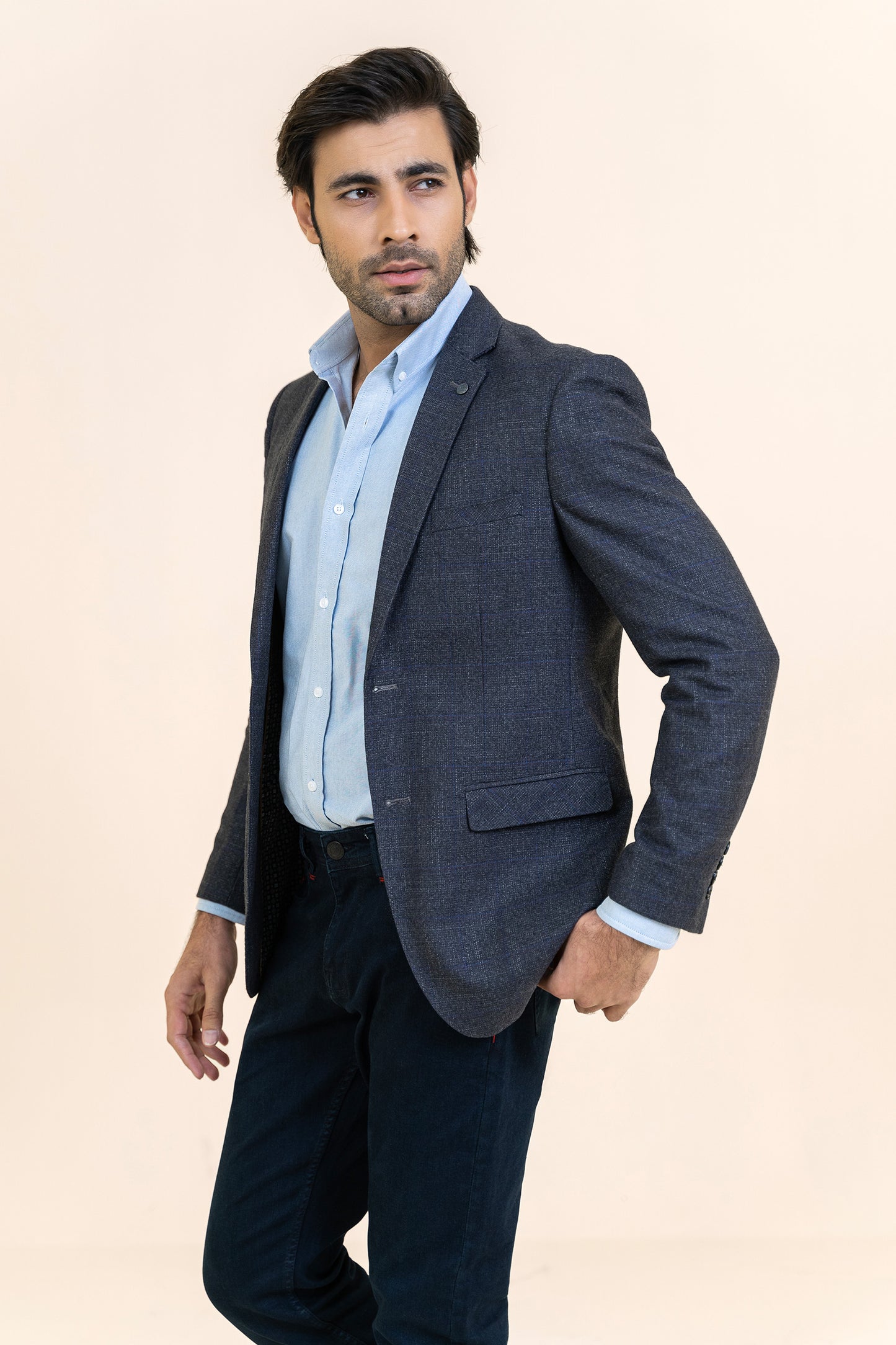 DARK GRAY COLOR TWEED COAT – LIGHT CHECK– 9065-05