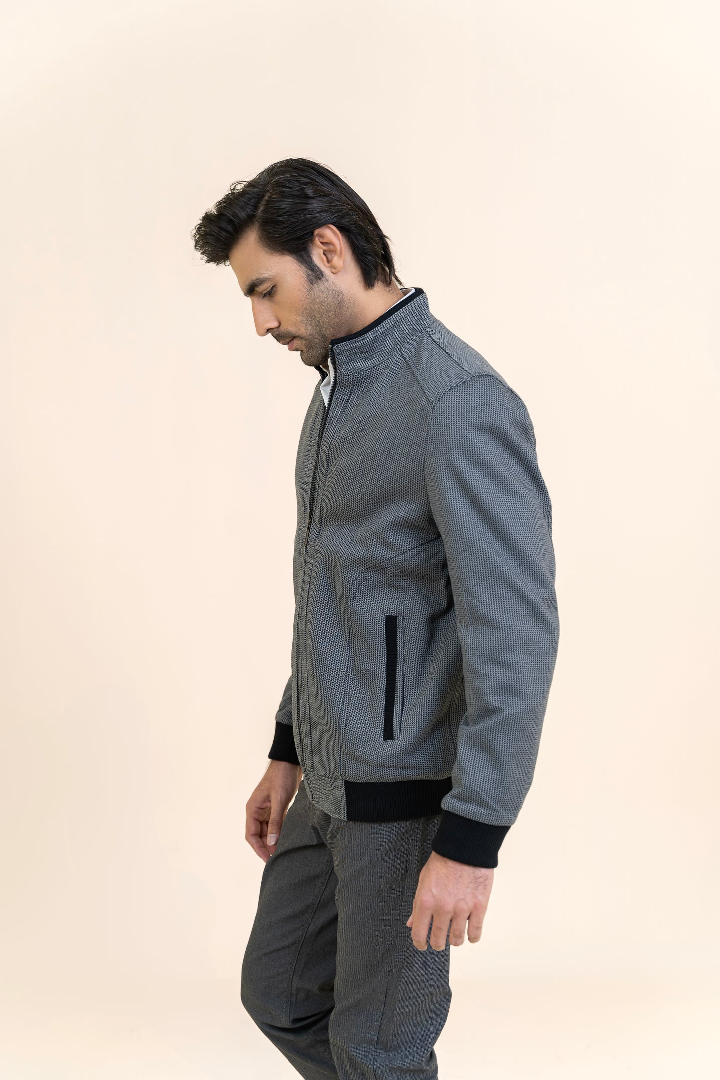 GRAY PREMIUM FABRIC JACKET - 82334