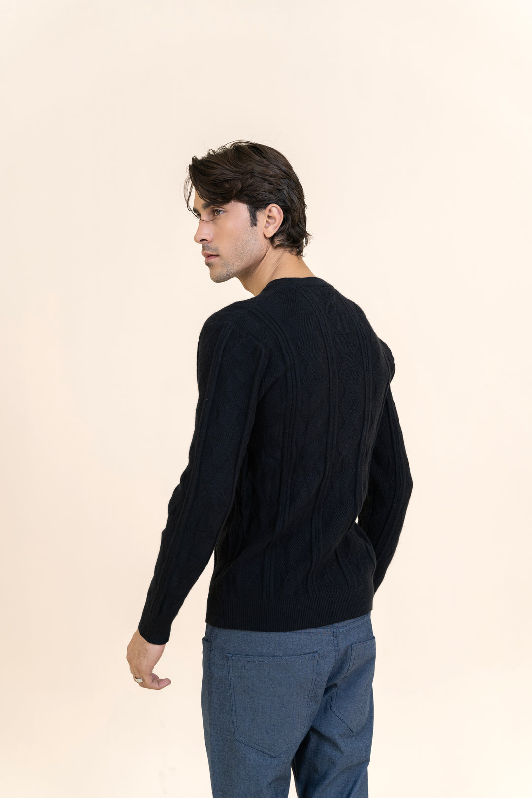 Black Self Textured Sweater T314-T3
