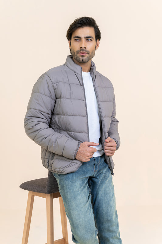 Markhor Light Grey Puffer Full Sleeve Jacket T208-T2