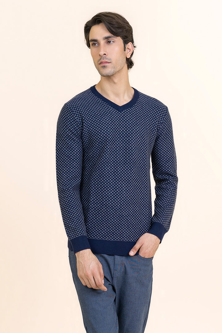 Blue V Neck Sweater T106-T1