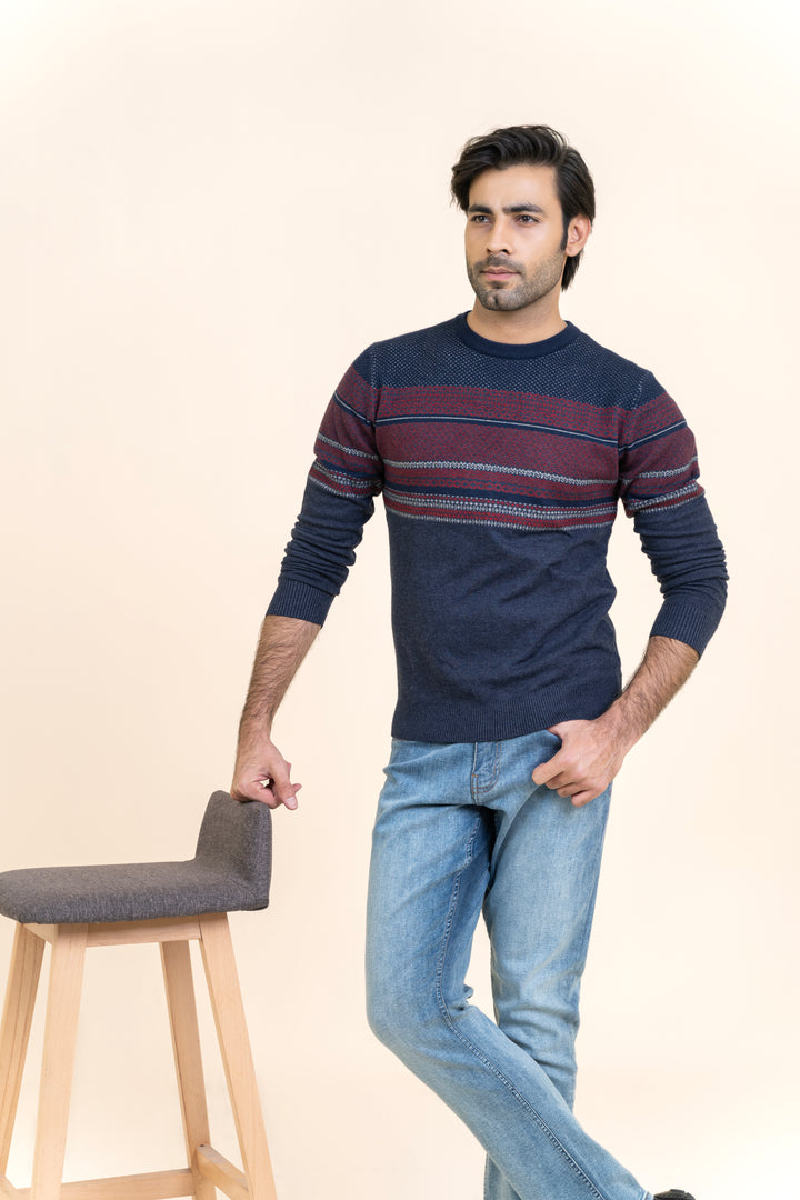 Blue Textured Sweater T120-T1
