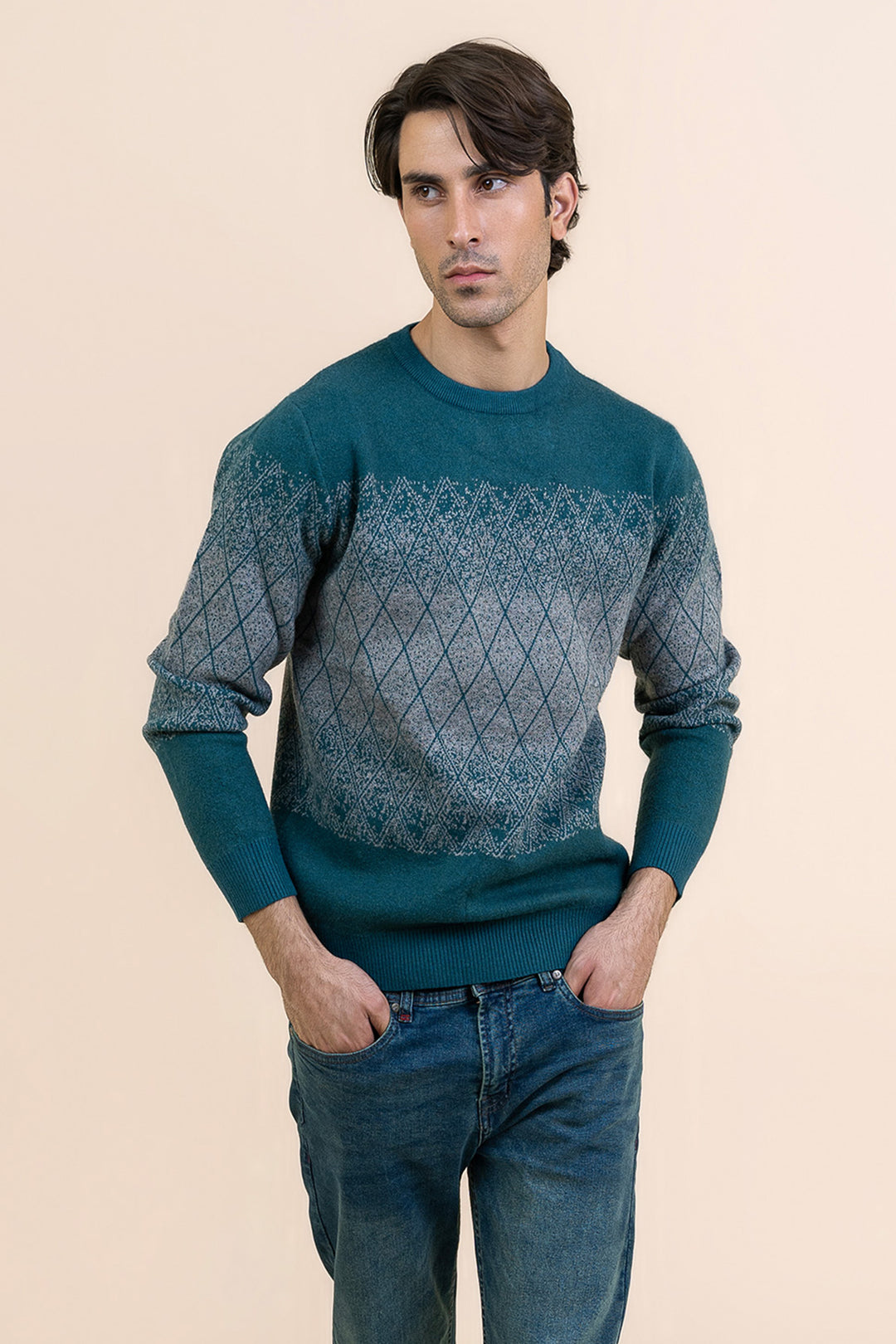 Light Green and Gray Sweater T121-T1