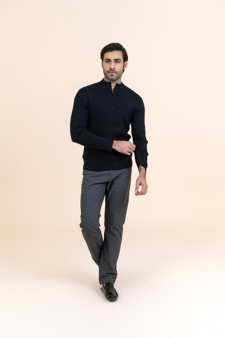 Black Half Zipper Sweater T204-T2
