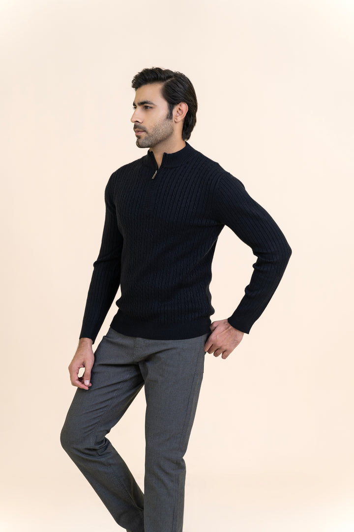 Black Half Zipper Sweater T204-T2
