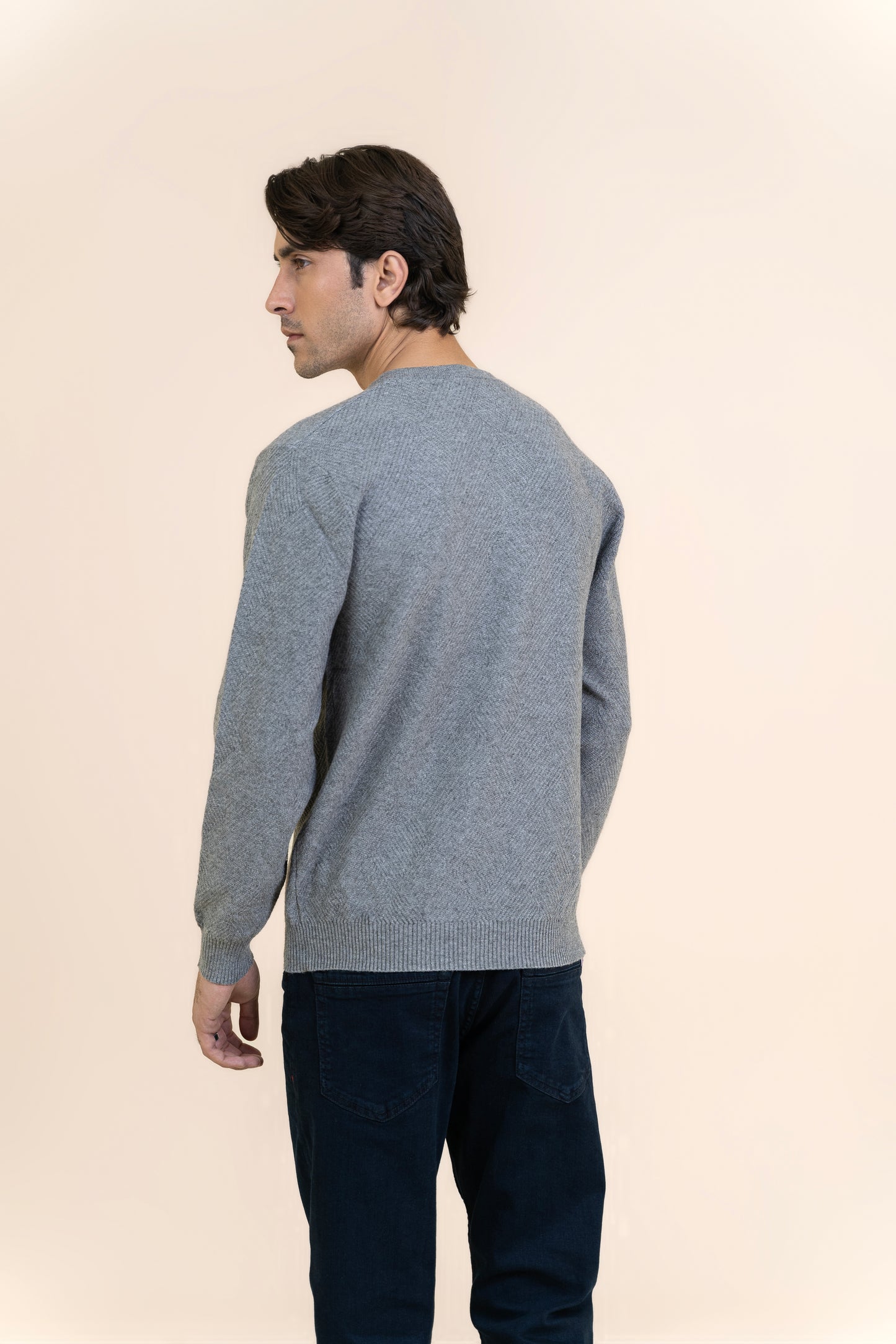 Light Gray Self Textured Sweater T203-T2