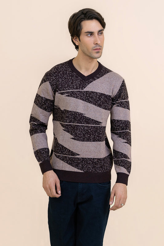 Brown V-Neck Sweater T112-T1