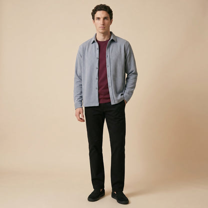Gray Rib Over Shirt - 100% Cotton Rib