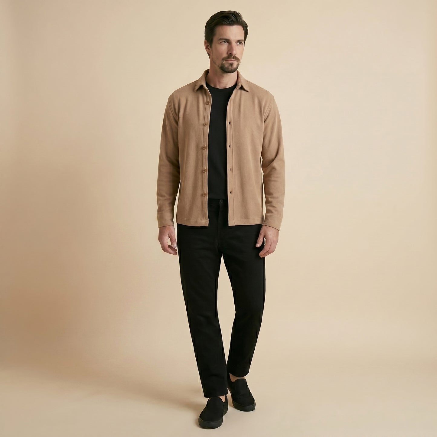 Cappuccino Rib Over Shirt - 100% Cotton Rib