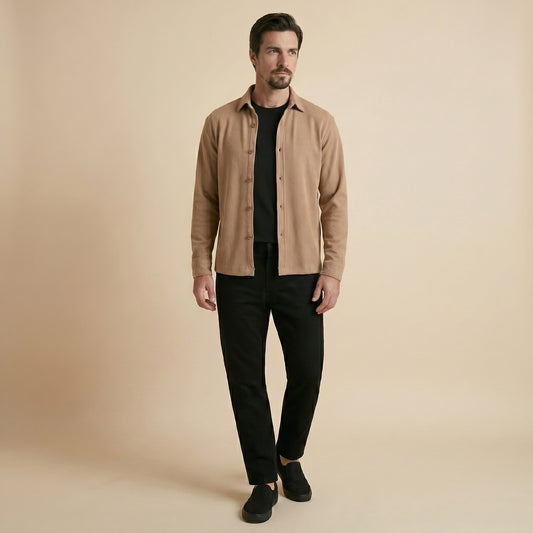 Cappuccino Rib Over Shirt - 100% Cotton Rib