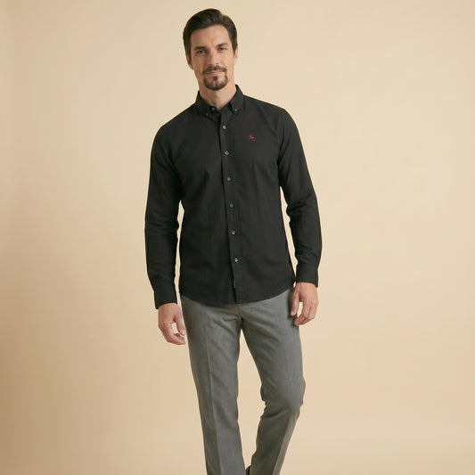 Black - Plain Casual Shirt - Premium Fabric