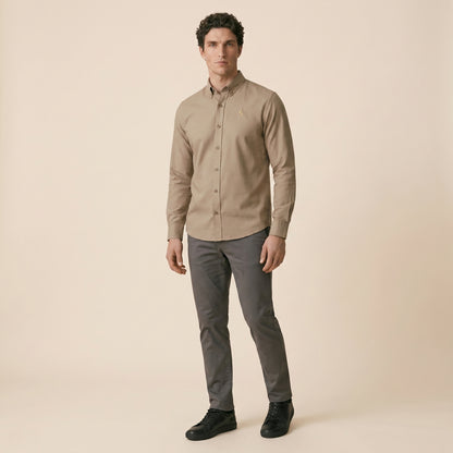 Cappuccino - Plain Casual Shirt - Premium Fabric