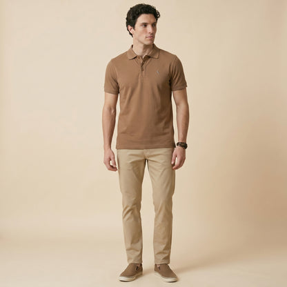 Cappuccino Polo - 100% Cotton Interlock