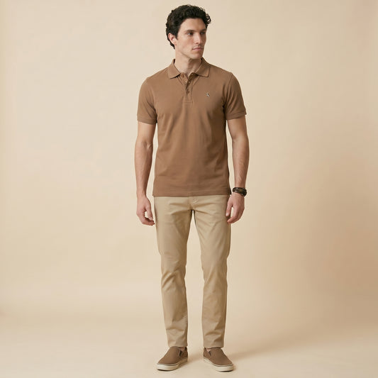 Cappuccino Polo - 100% Cotton Interlock