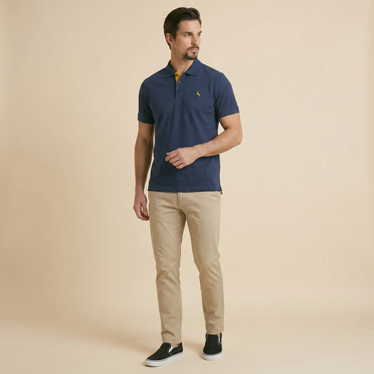 Navy Polo - 100% Cotton Interlock