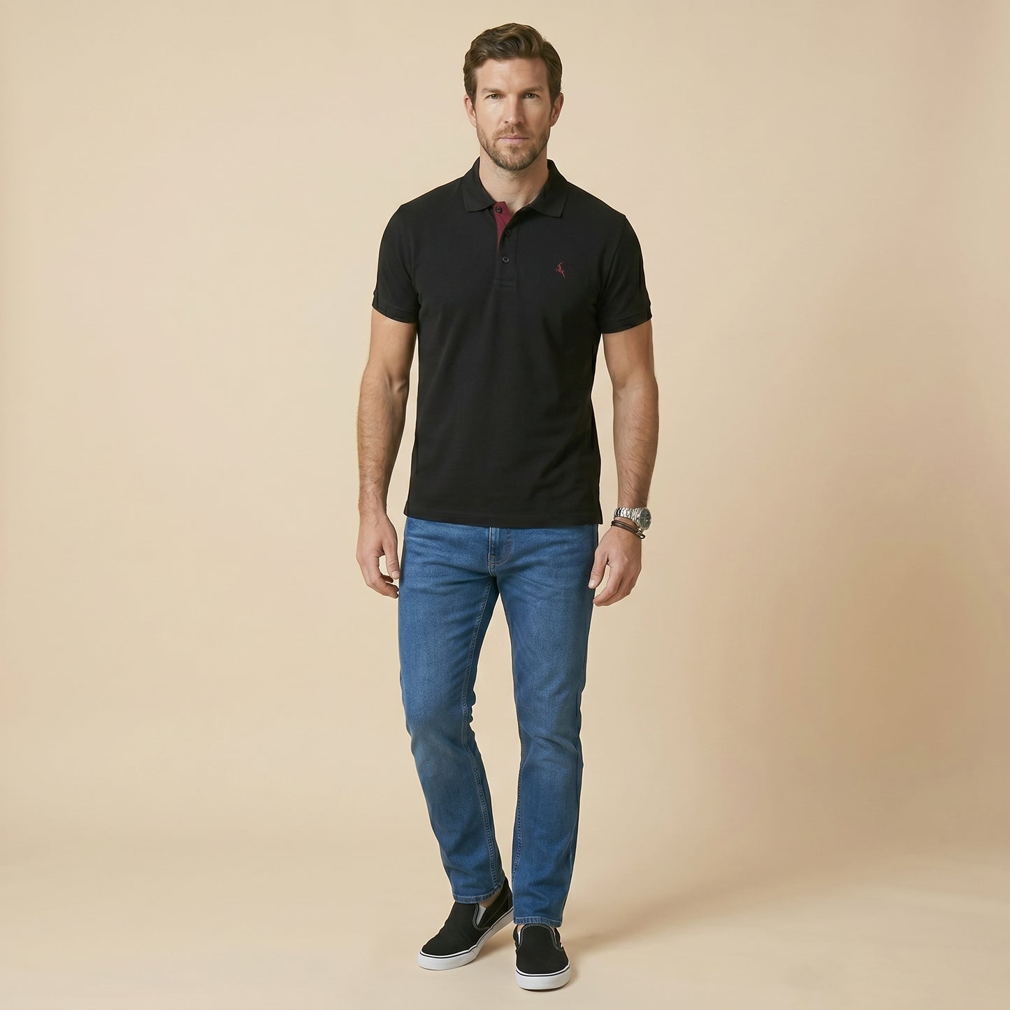 Black Polo - 100% Cotton Interlock