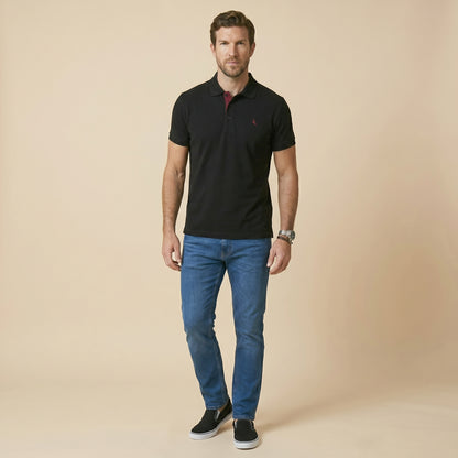 Black Polo - 100% Cotton Interlock