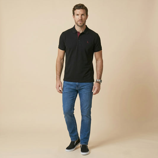 Black Polo - 100% Cotton Interlock