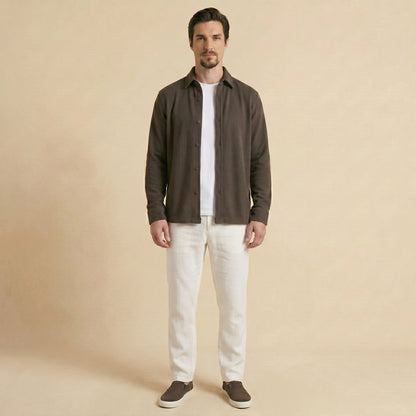 Olive Green Rib Over Shirt - 100% Cotton Rib