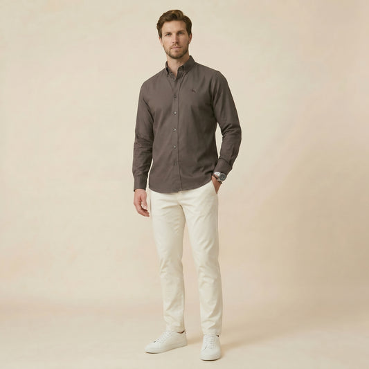 Olive - Plain Casual Shirt - Premium Fabric