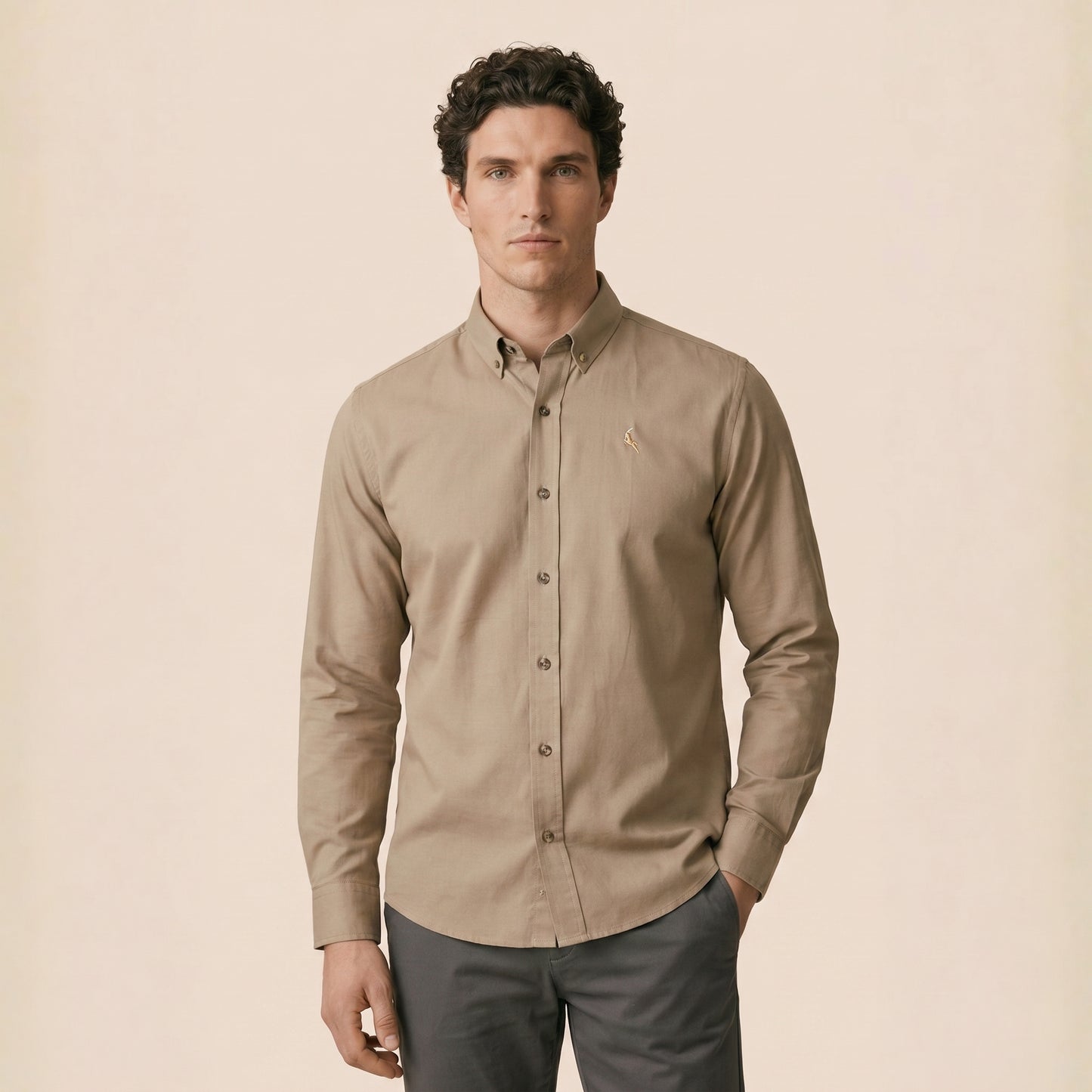 Cappuccino - Plain Casual Shirt - Premium Fabric