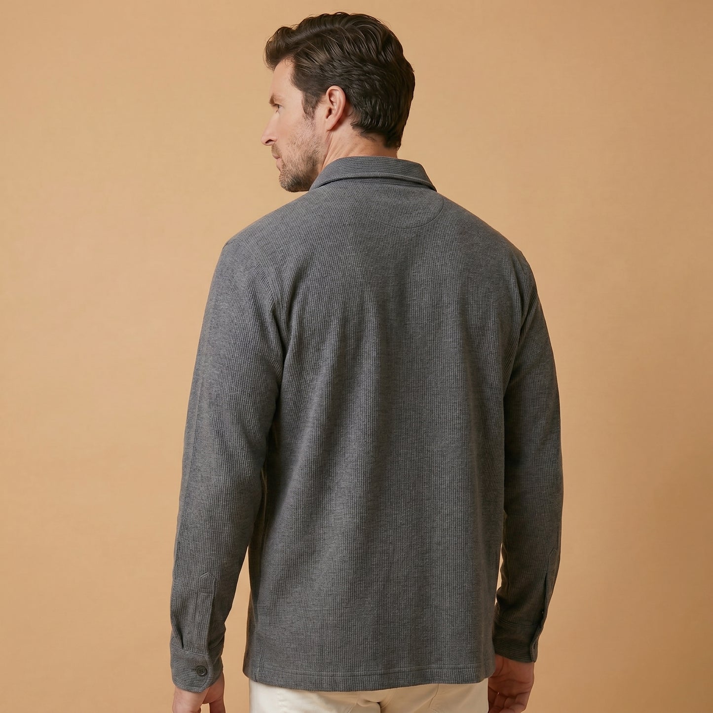 Charcole Rib Over Shirt - 100% Cotton Rib
