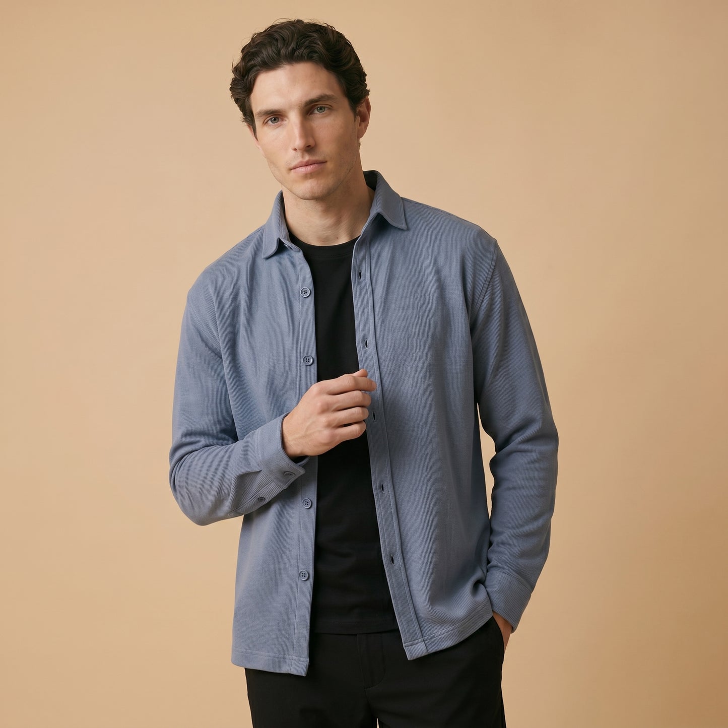 Teal Rib Over Shirt - 100% Cotton Rib