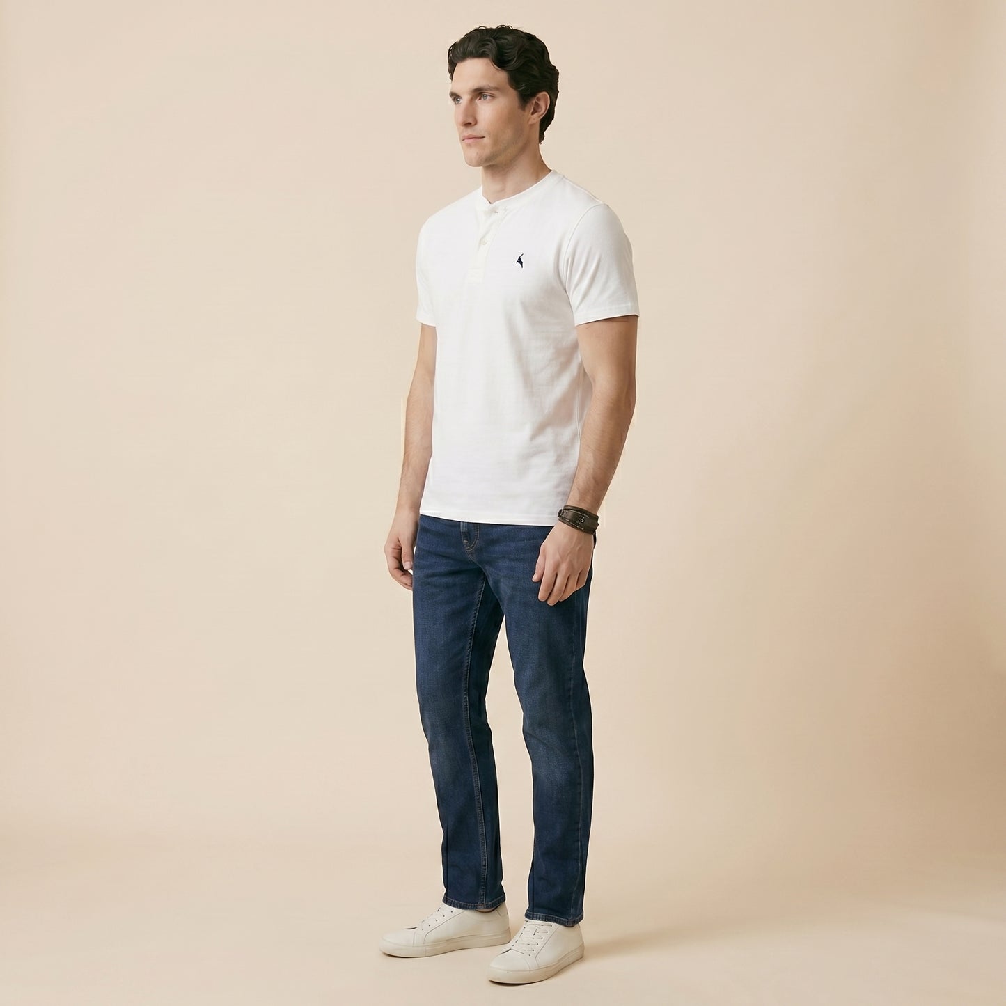 Off-White Henley Tees - Super Fine 100% Cotton