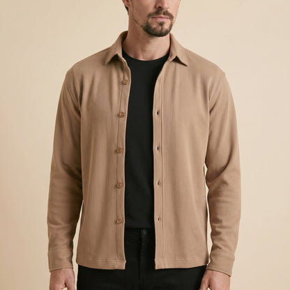 Cappuccino Rib Over Shirt - 100% Cotton Rib