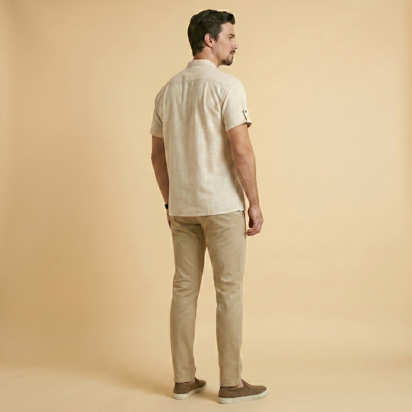 Off-White Henley Shirt - 100% Cotton Linen