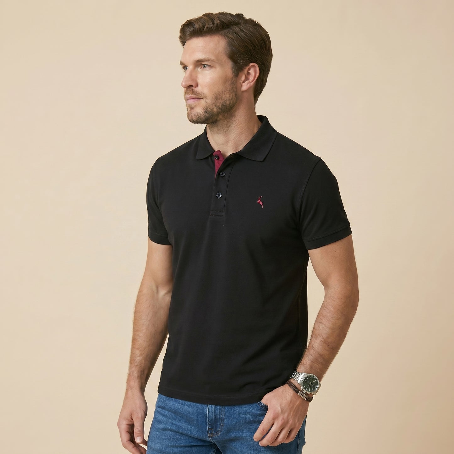 Black Polo - 100% Cotton Interlock