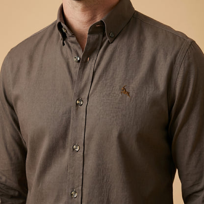 Olive - Plain Casual Shirt - Premium Fabric