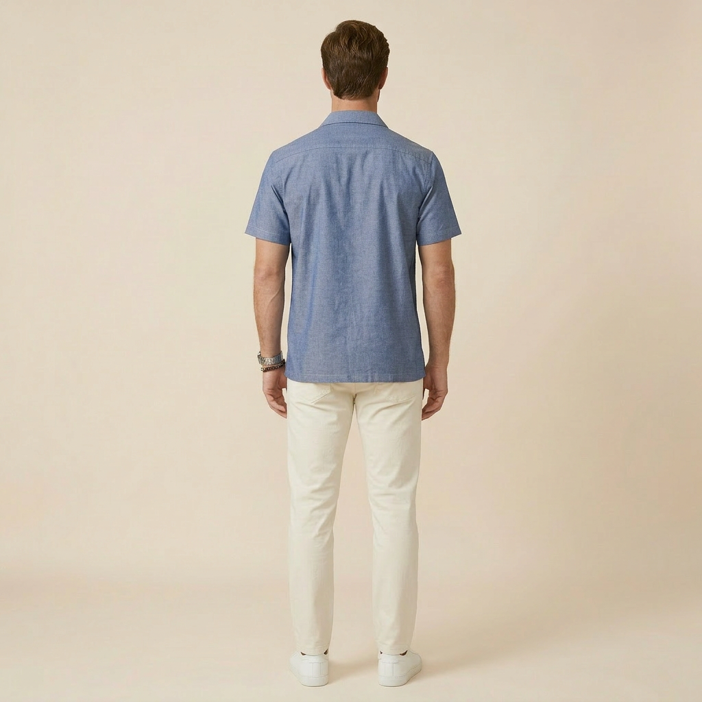 Gray Cuban Collar Shirt - Premium Oxford Fabric