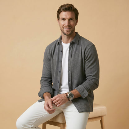 Charcole Rib Over Shirt - 100% Cotton Rib