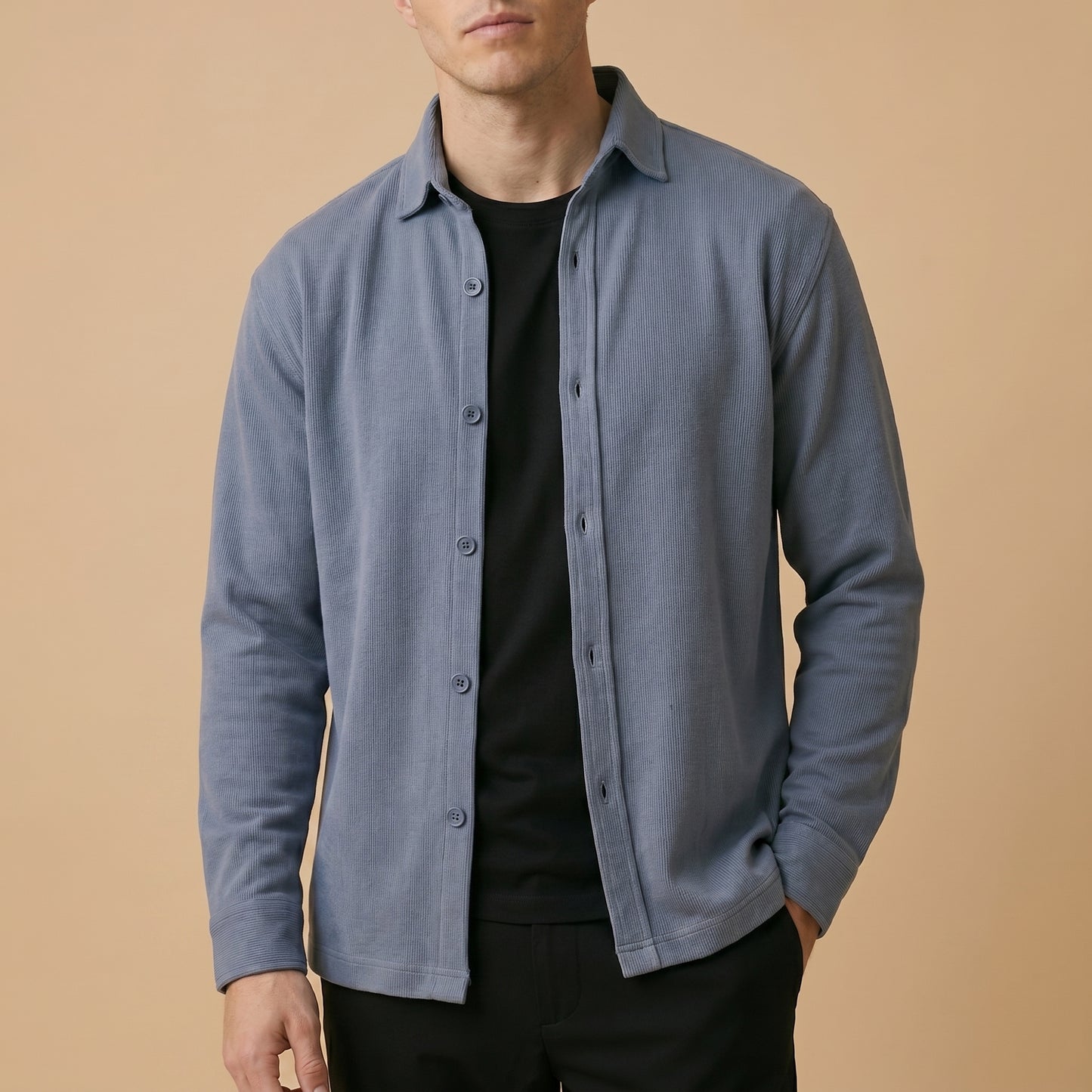 Teal Rib Over Shirt - 100% Cotton Rib