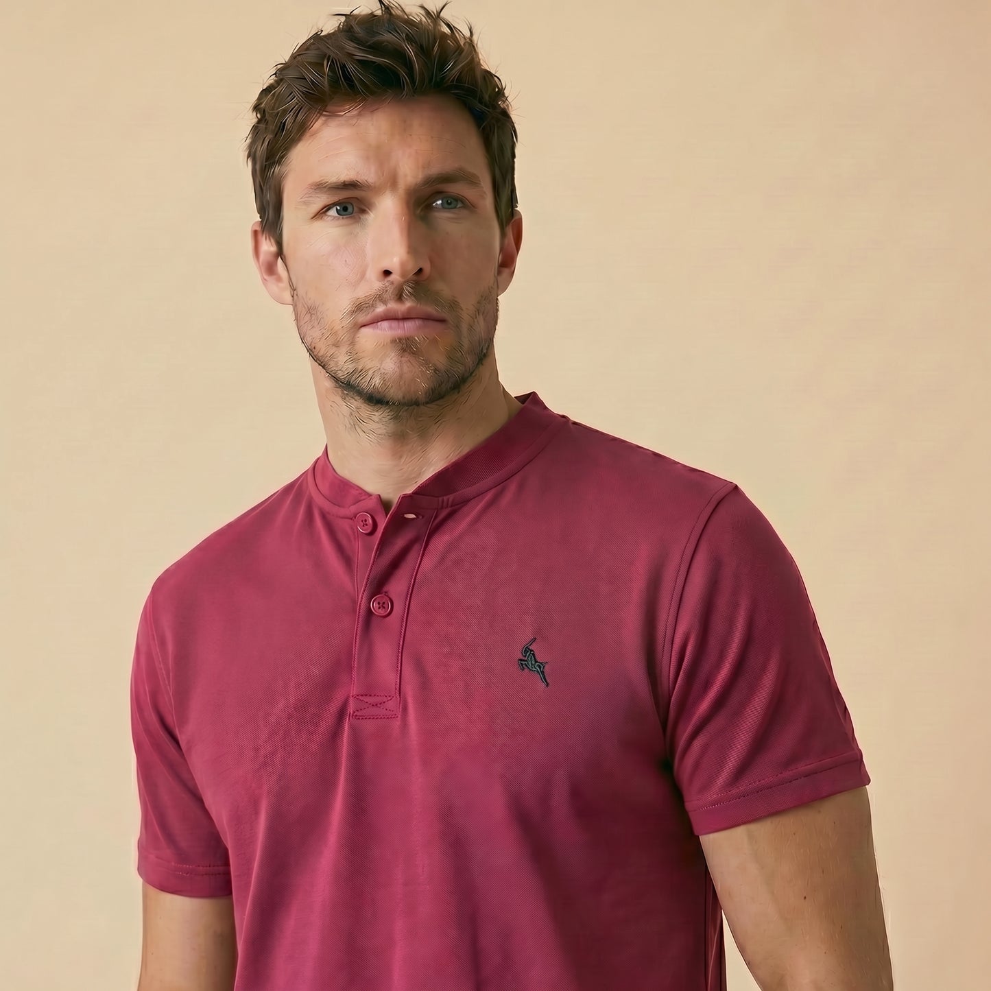 Maroon Henley Tees - Super Fine 100% Cotton