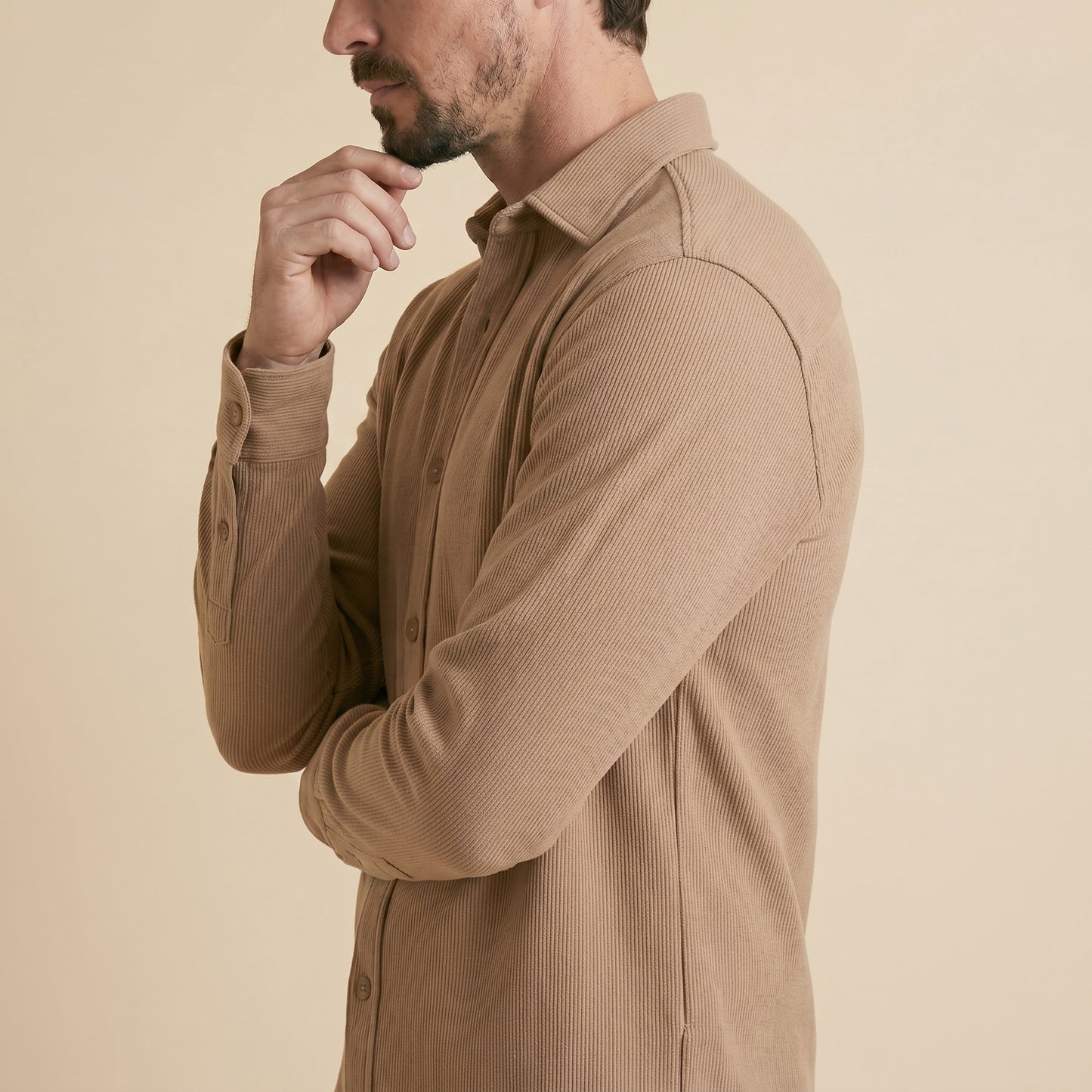 Cappuccino Rib Over Shirt - 100% Cotton Rib
