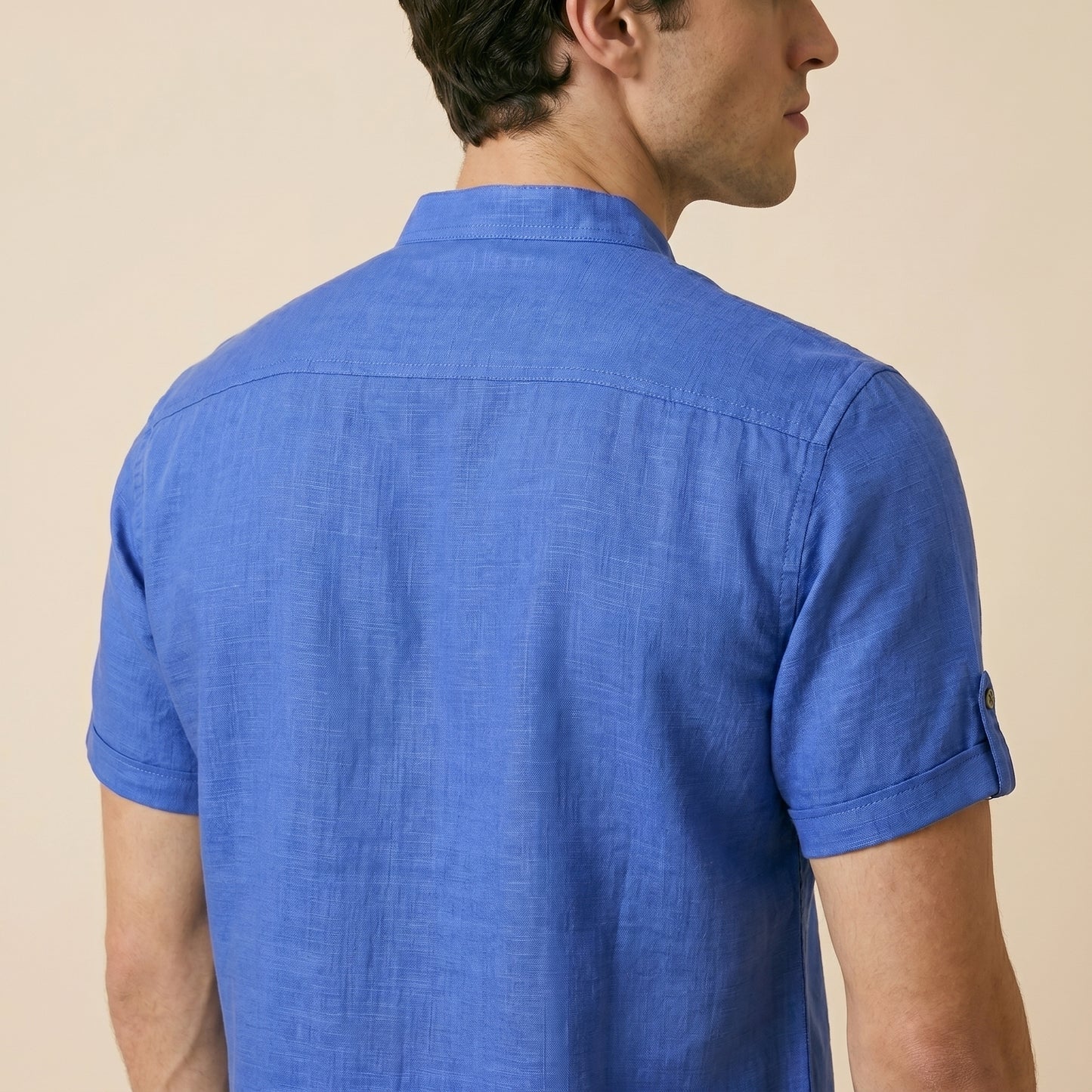 Royal Blue Henley Linen Shirt
