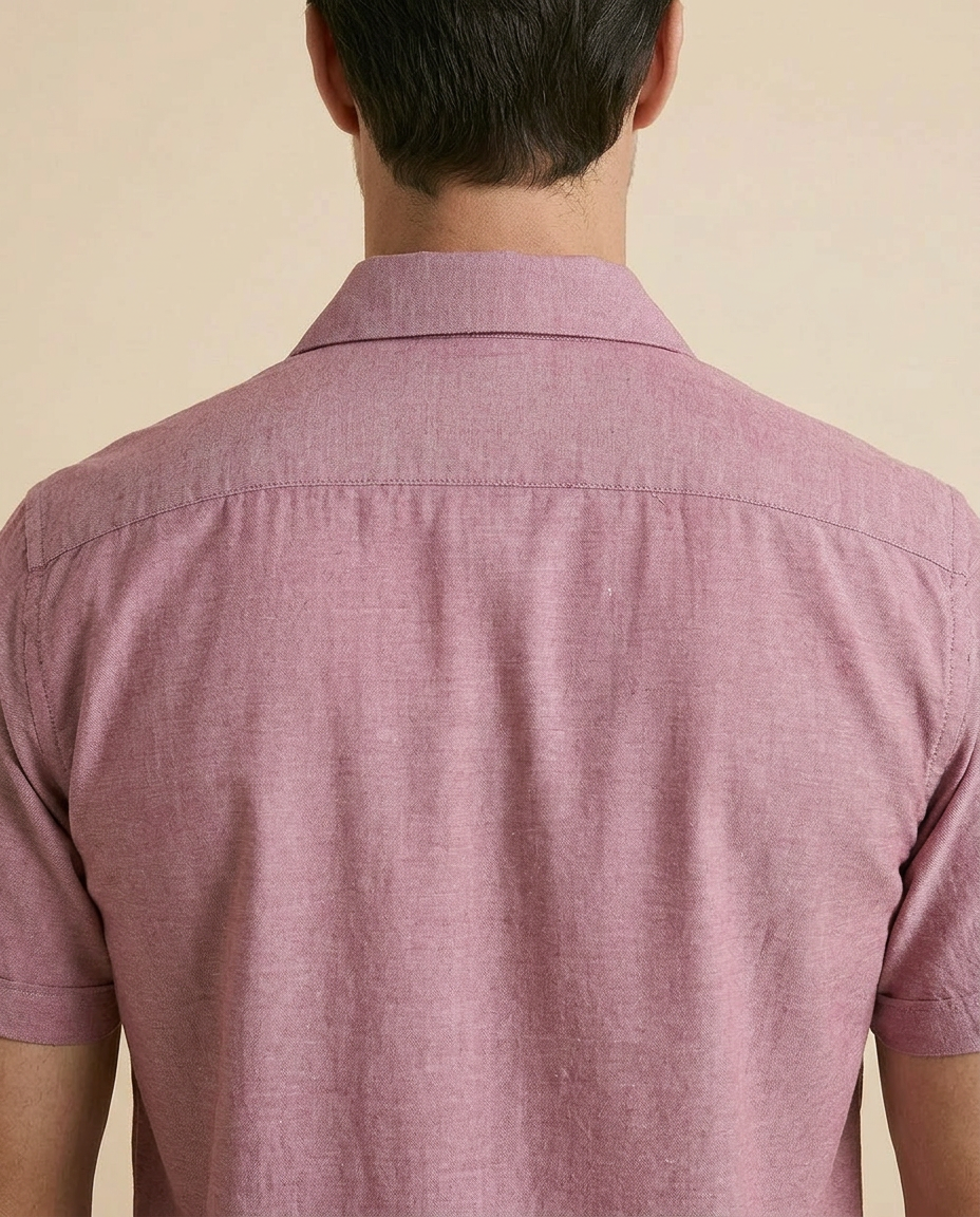 Pink Cuban Collar Shirt - Double Pocket