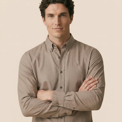 Cappuccino - Plain Casual Shirt - Premium Fabric
