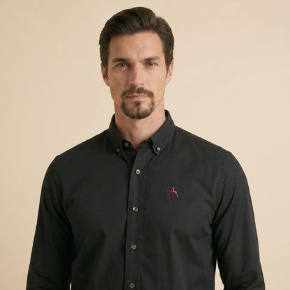 Black - Plain Casual Shirt - Premium Fabric