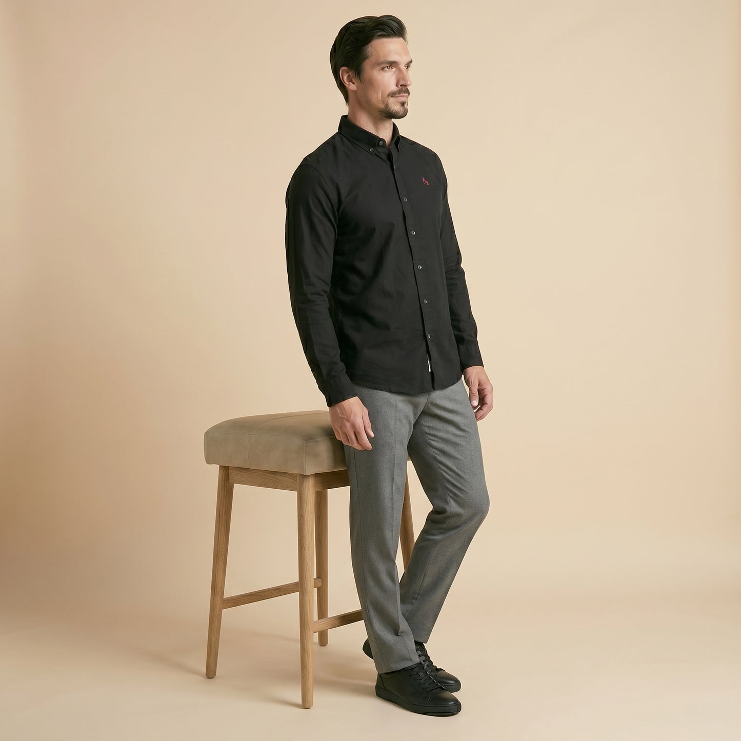 Black - Plain Casual Shirt - Premium Fabric
