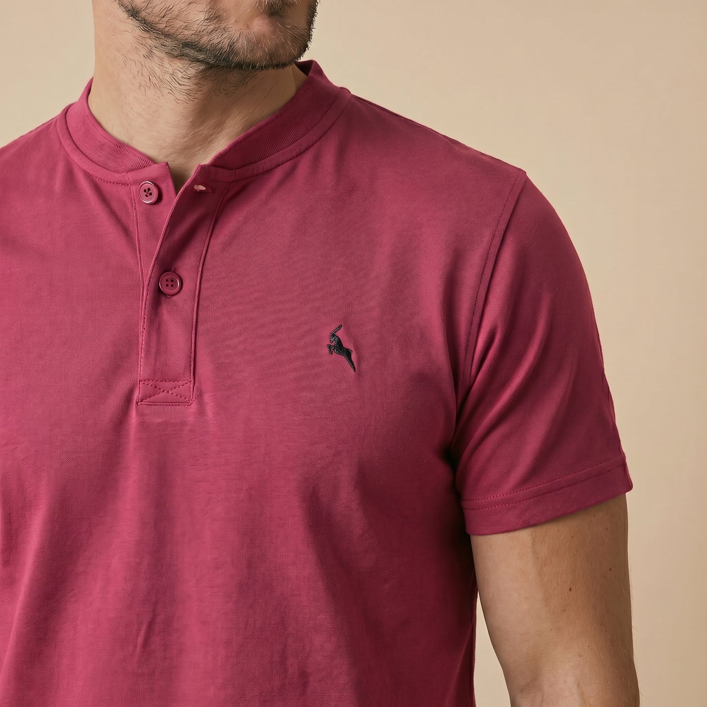 Maroon Henley Tees - Super Fine 100% Cotton