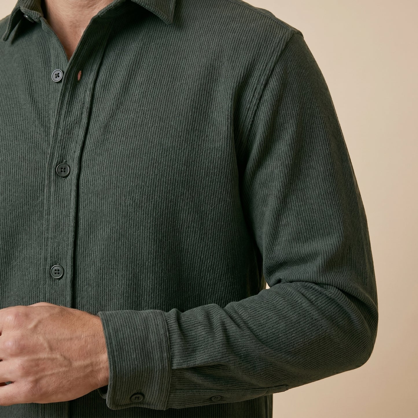 Green Rib Over Shirt - 100% Cotton Rib