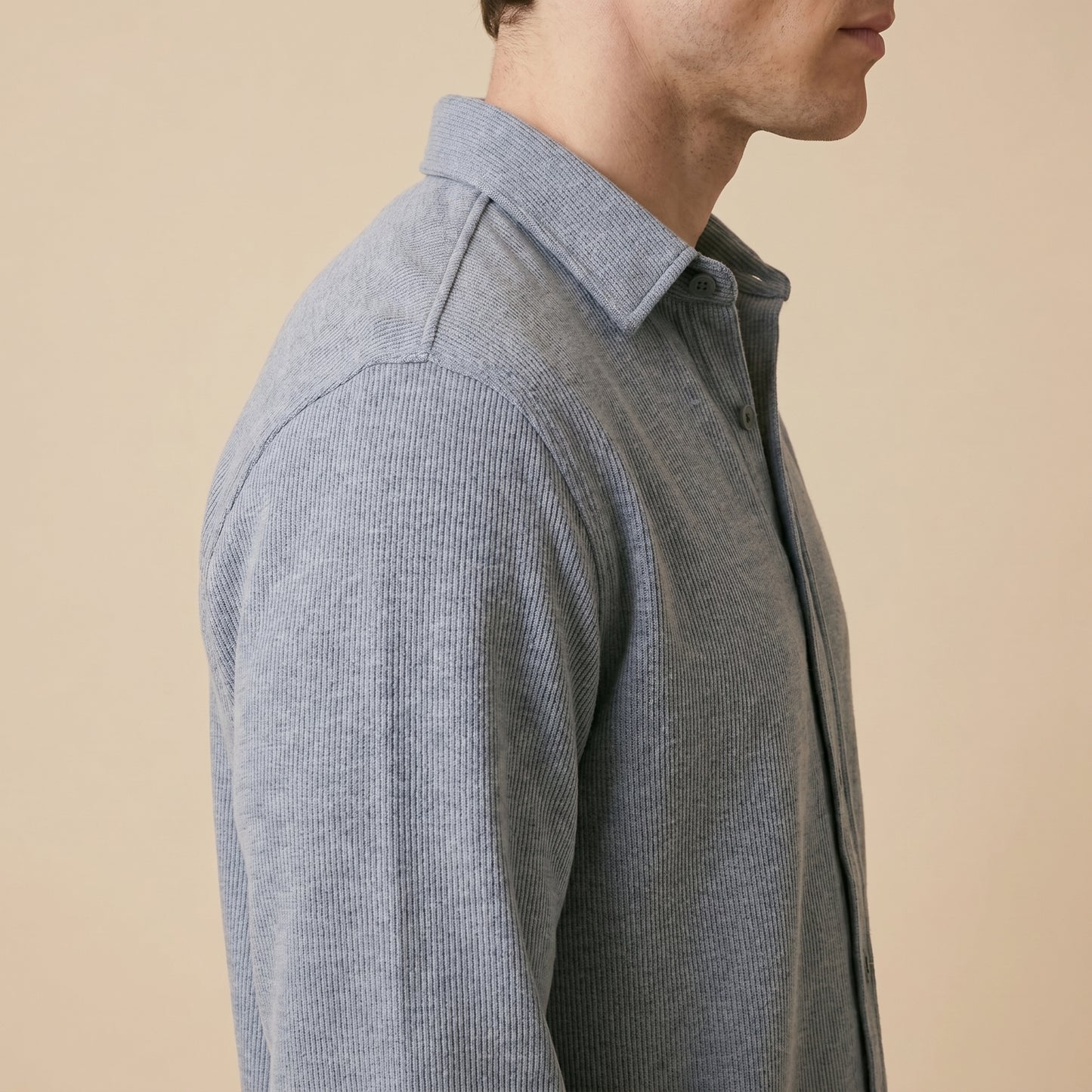 Gray Rib Over Shirt - 100% Cotton Rib