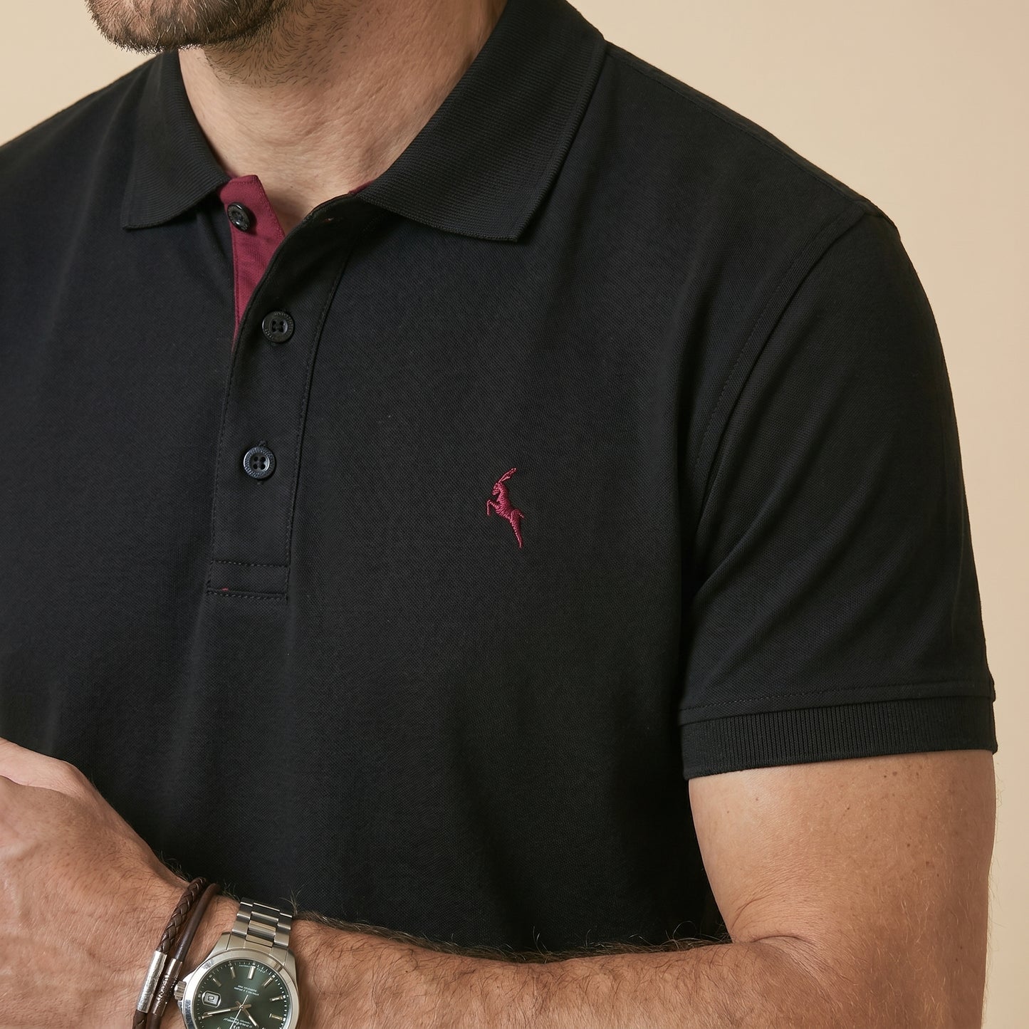 Black Polo - 100% Cotton Interlock
