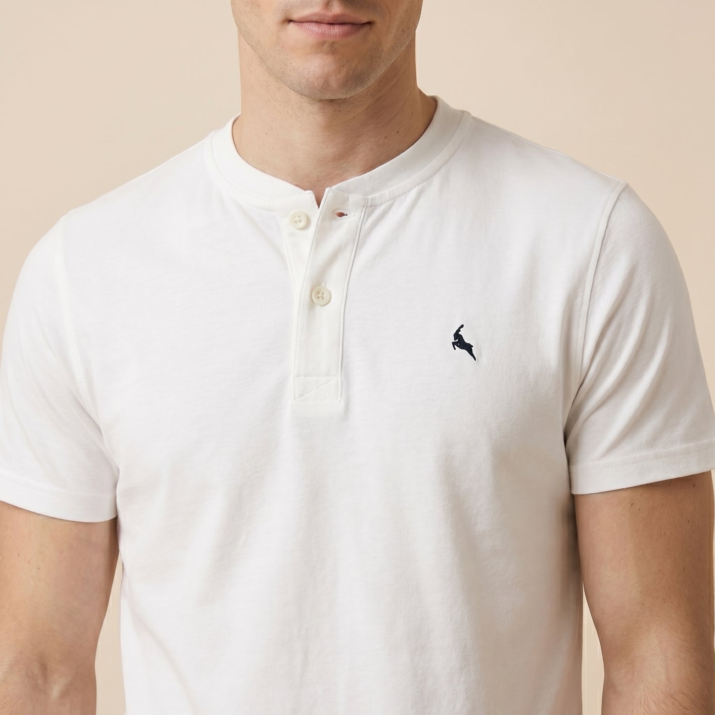 Off-White Henley Tees - Super Fine 100% Cotton