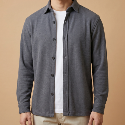 Charcole Rib Over Shirt - 100% Cotton Rib